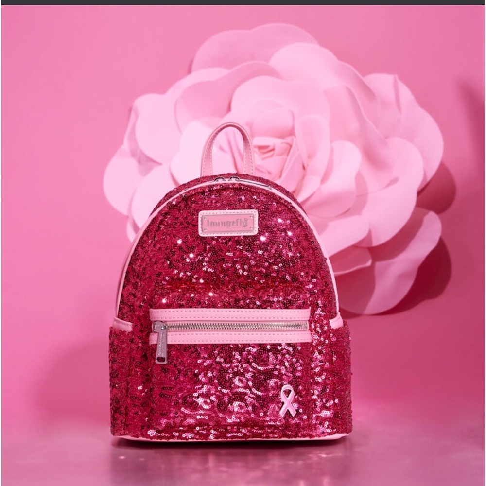 New Loungefly Breast Cancer Research Fund Sequined Mini Backpack​